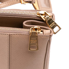 Large Bicolor Saffiano Lux Galleria Double Zip Satchel