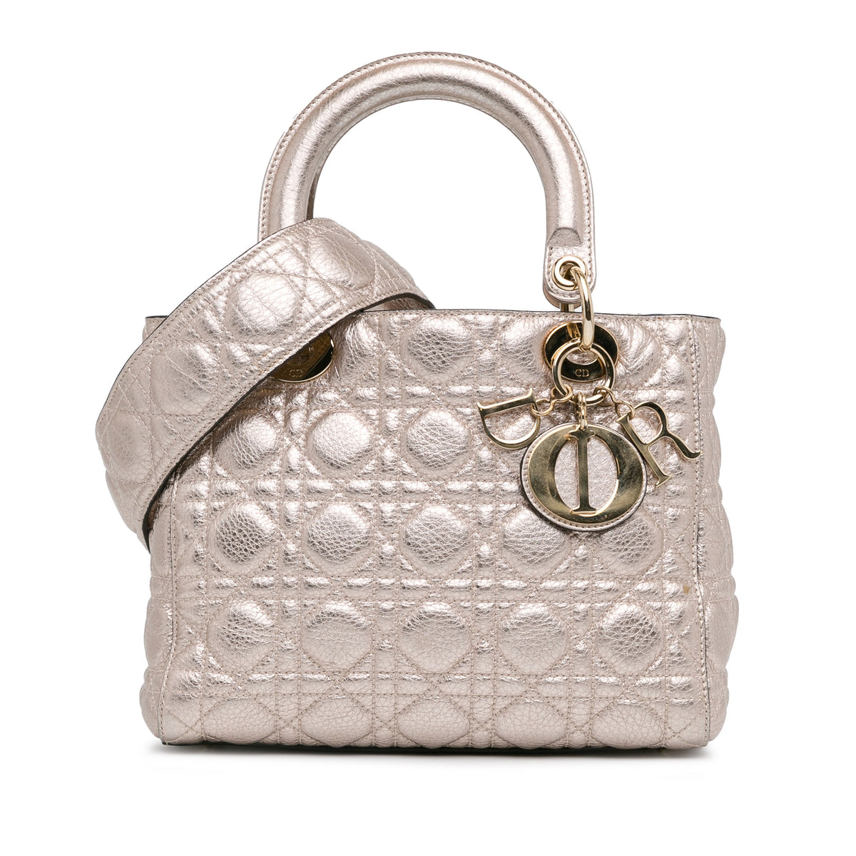 Medium Metallic Calfskin Cannage Supple Lady Dior_0