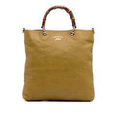 Tall Leather Bamboo Shopper Tote