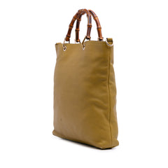 Tall Leather Bamboo Shopper Tote