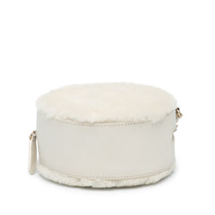 Chevron Fur Round Clutch with Chain