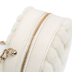 Chevron Fur Round Clutch with Chain