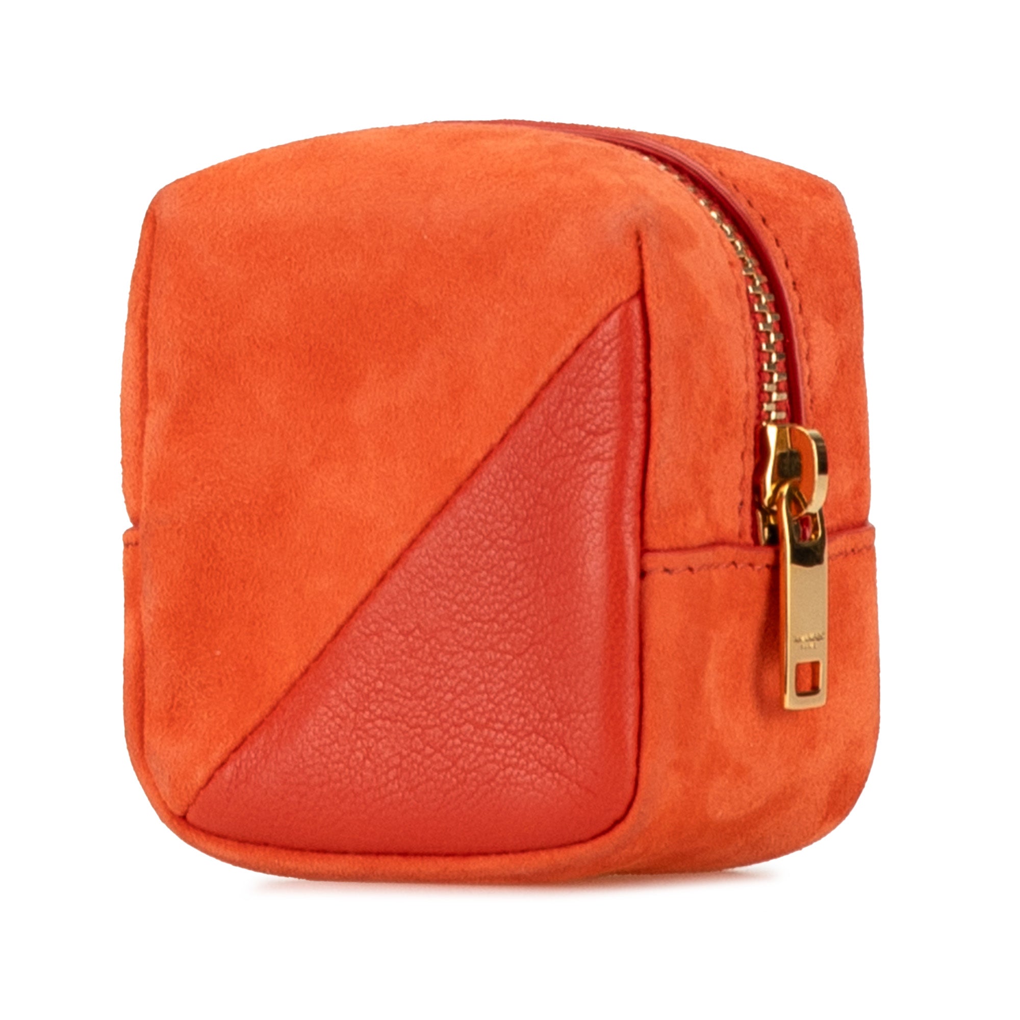 Suede and Calfskin Jamie Cube Charm Coin Pouch