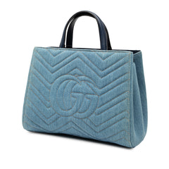 Small GG Marmont Matelasse Denim Pearly Satchel