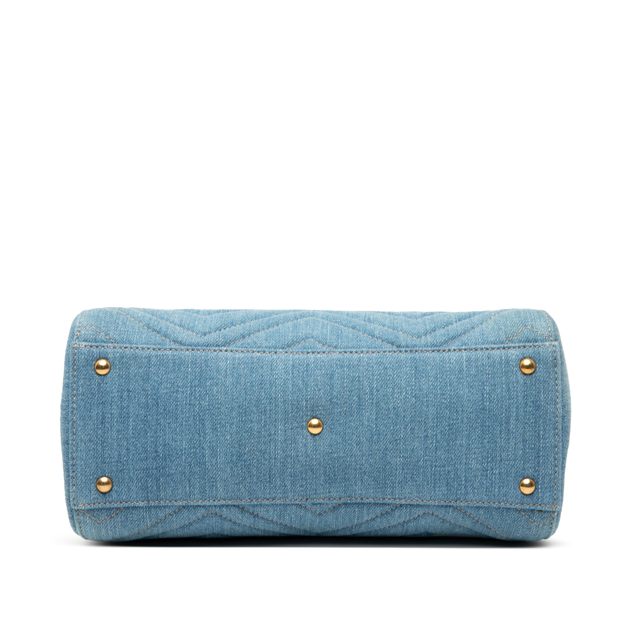 Small GG Marmont Matelasse Denim Pearly Satchel