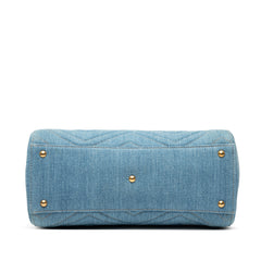 Small GG Marmont Matelasse Denim Pearly Satchel