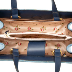 Small GG Marmont Matelasse Denim Pearly Satchel