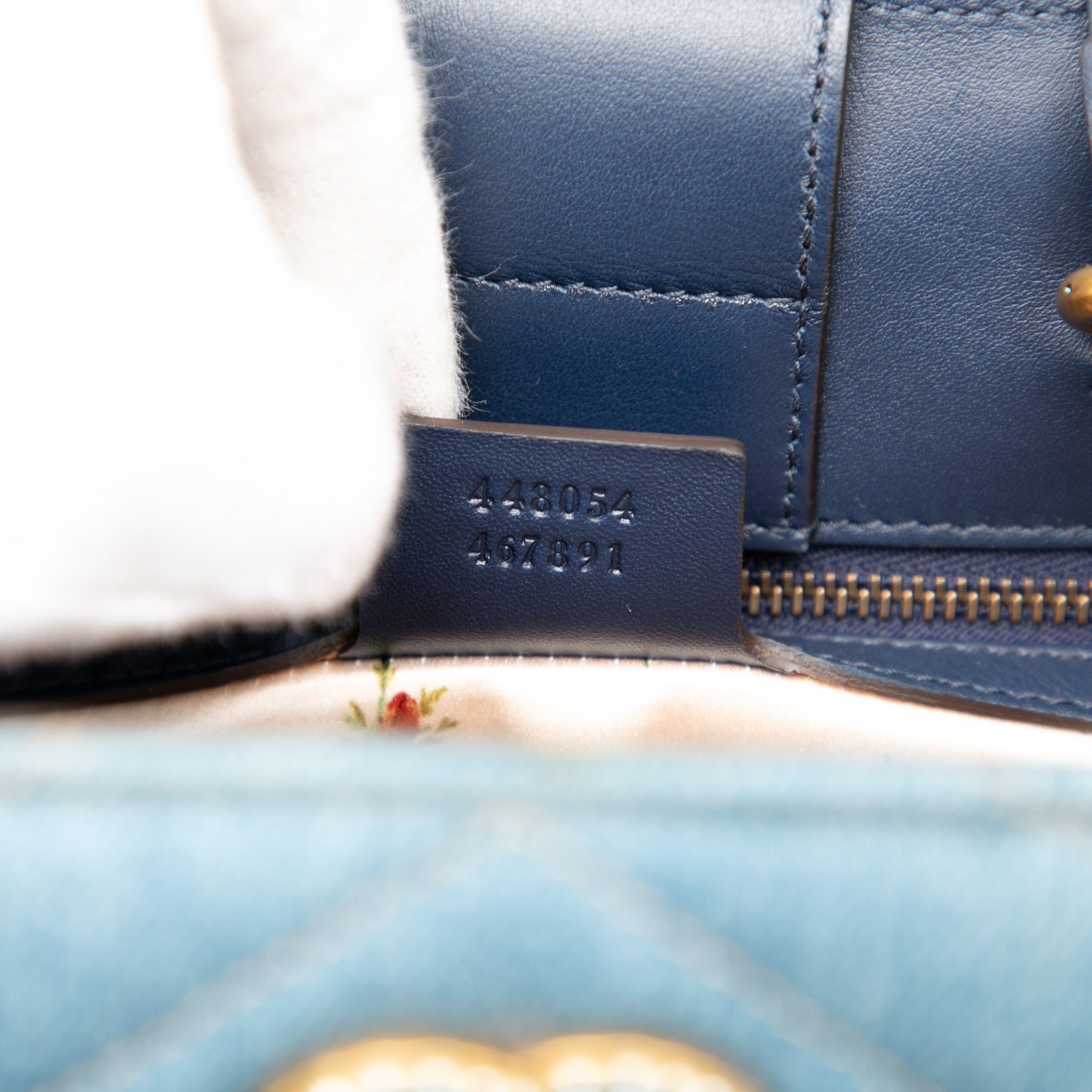 Small GG Marmont Matelasse Denim Pearly Satchel