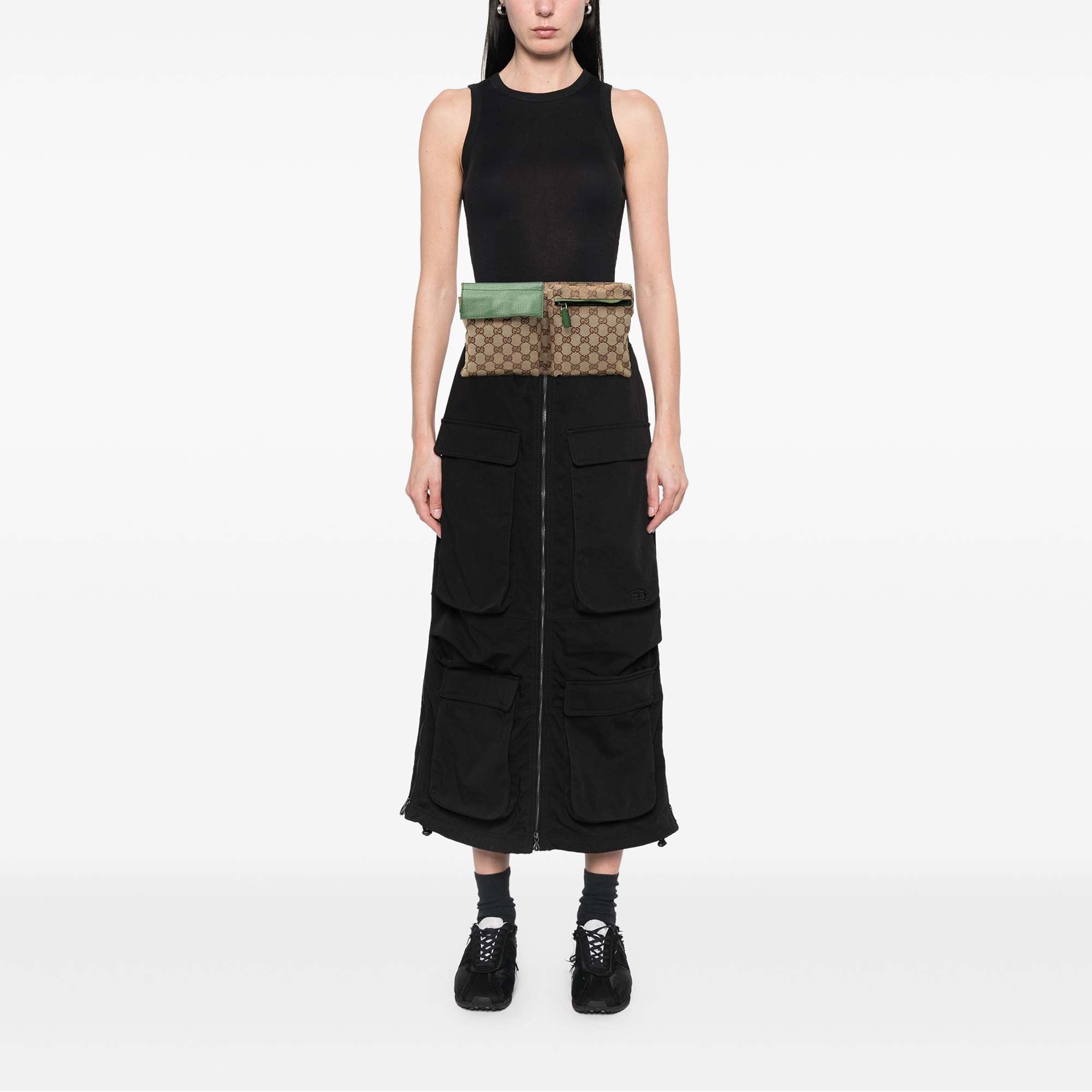 GG Canvas Web Double Pocket Belt Bag