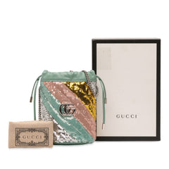 Small GG Marmont Sequined Diagonal Matelasse Leather Bucket Bag