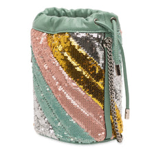 Small GG Marmont Sequined Diagonal Matelasse Leather Bucket Bag