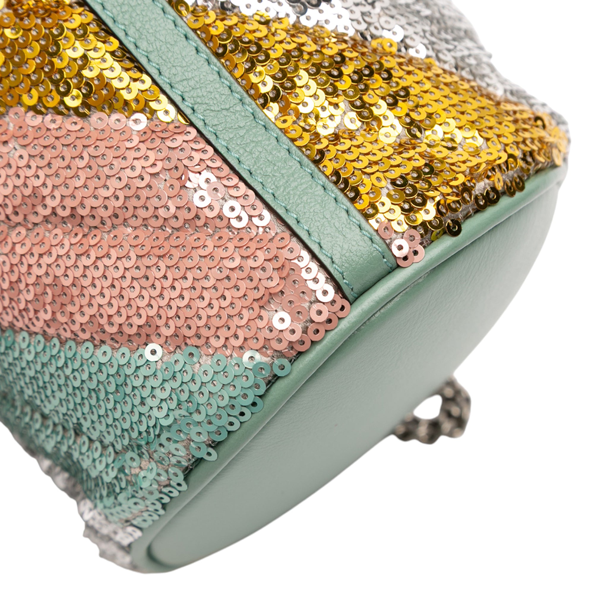 Small GG Marmont Sequined Diagonal Matelasse Leather Bucket Bag