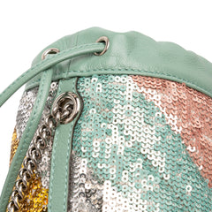 Small GG Marmont Sequined Diagonal Matelasse Leather Bucket Bag
