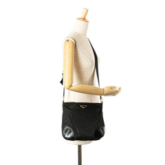 Vitello Trimmed Tessuto Zip Top Crossbody