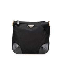 Vitello Trimmed Tessuto Zip Top Crossbody