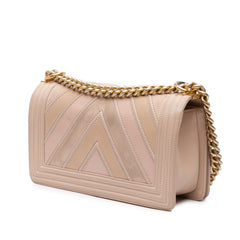 Medium Chevron Mixed Leathers Boy Flap