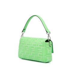 Zucca Embossed Stitched Leather Baguette Satchel