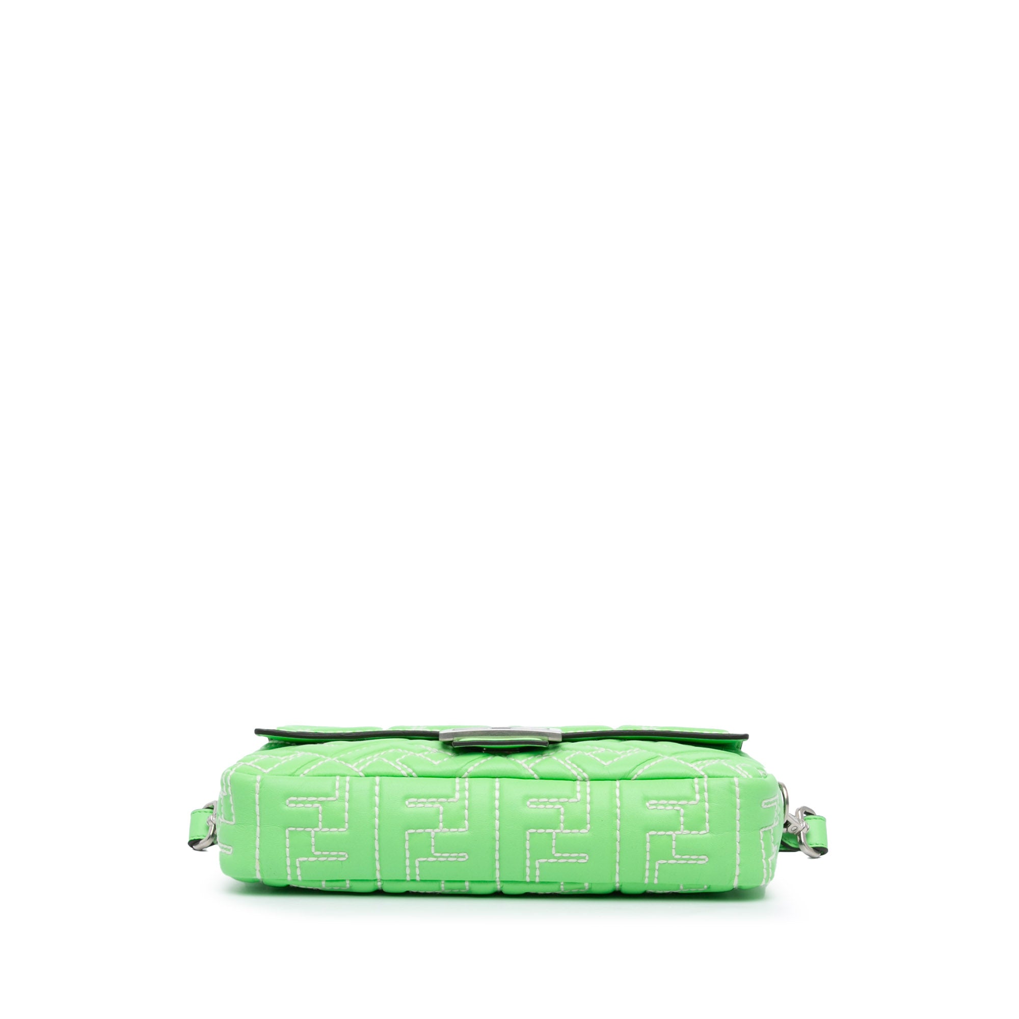 Zucca Embossed Stitched Leather Baguette Satchel