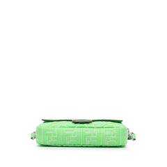 Zucca Embossed Stitched Leather Baguette Satchel