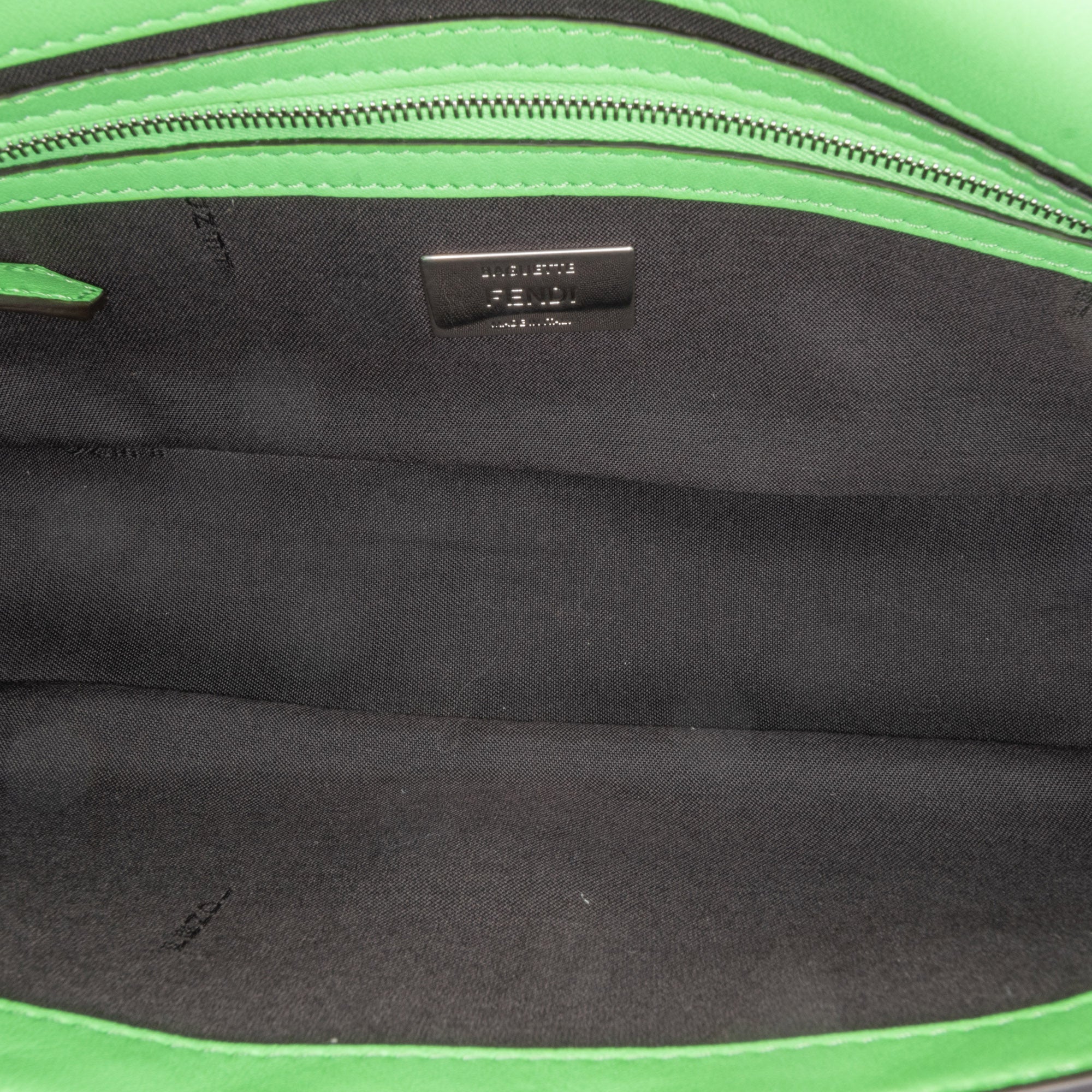 Zucca Embossed Stitched Leather Baguette Satchel