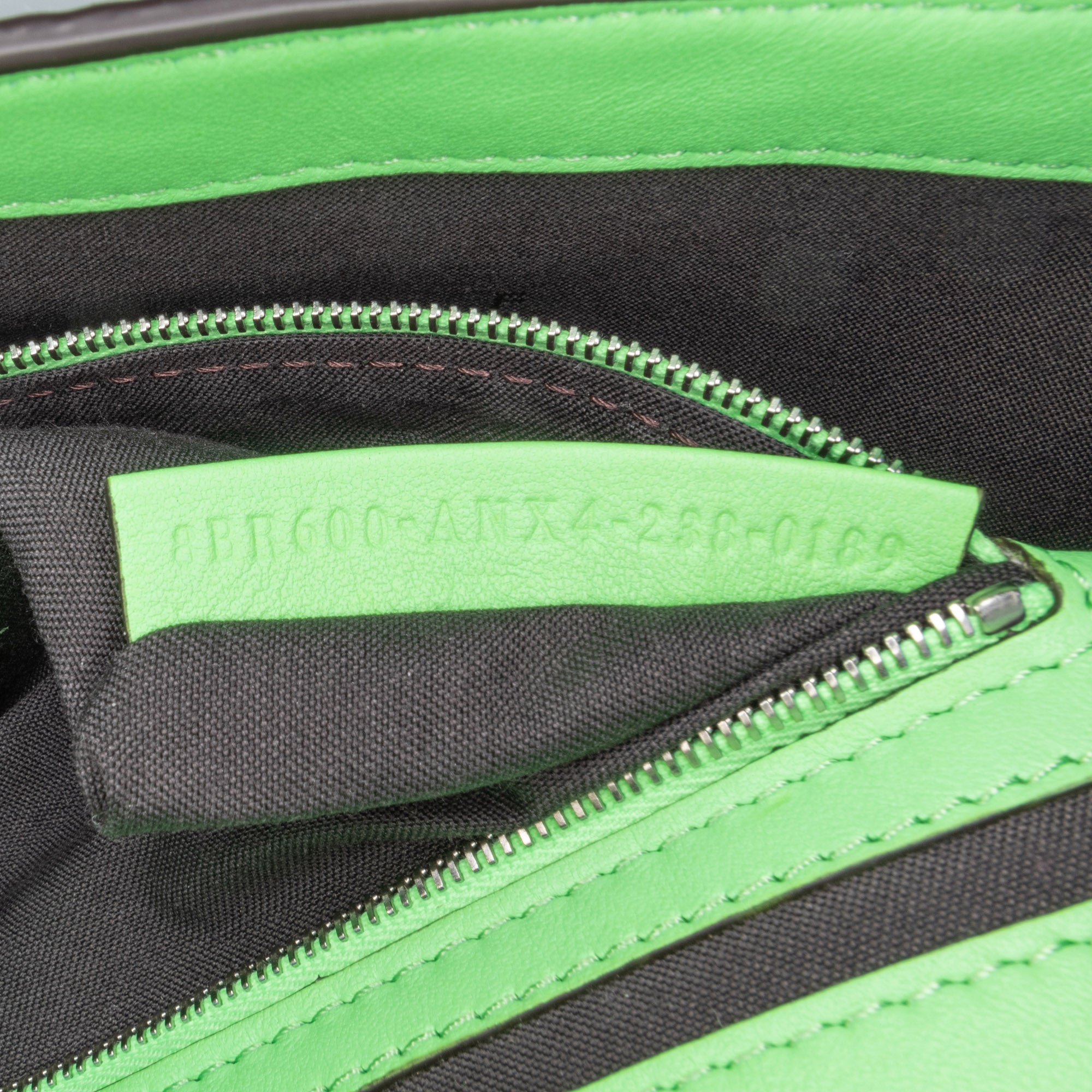 Zucca Embossed Stitched Leather Baguette Satchel