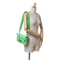 Zucca Embossed Stitched Leather Baguette Satchel