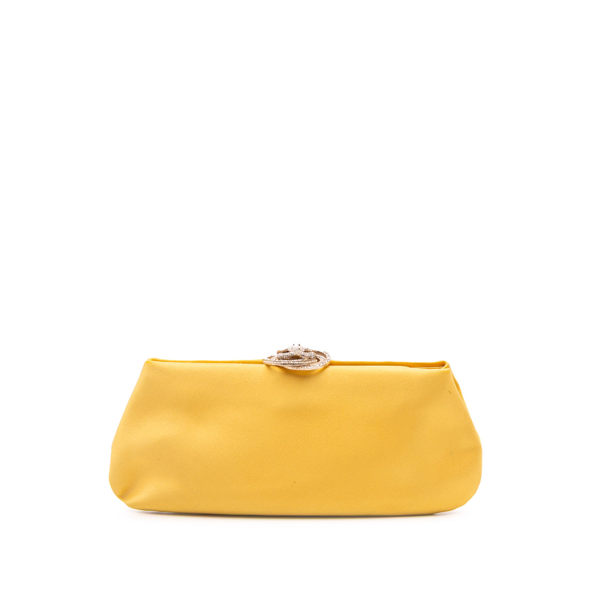 Satin Crystal Camellia Evening Frame Clutch