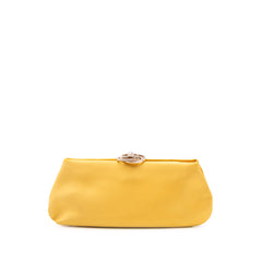 Satin Crystal Camellia Evening Frame Clutch