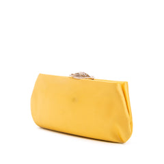 Satin Crystal Camellia Evening Frame Clutch