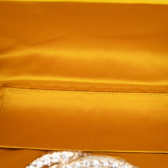 Satin Crystal Camellia Evening Frame Clutch