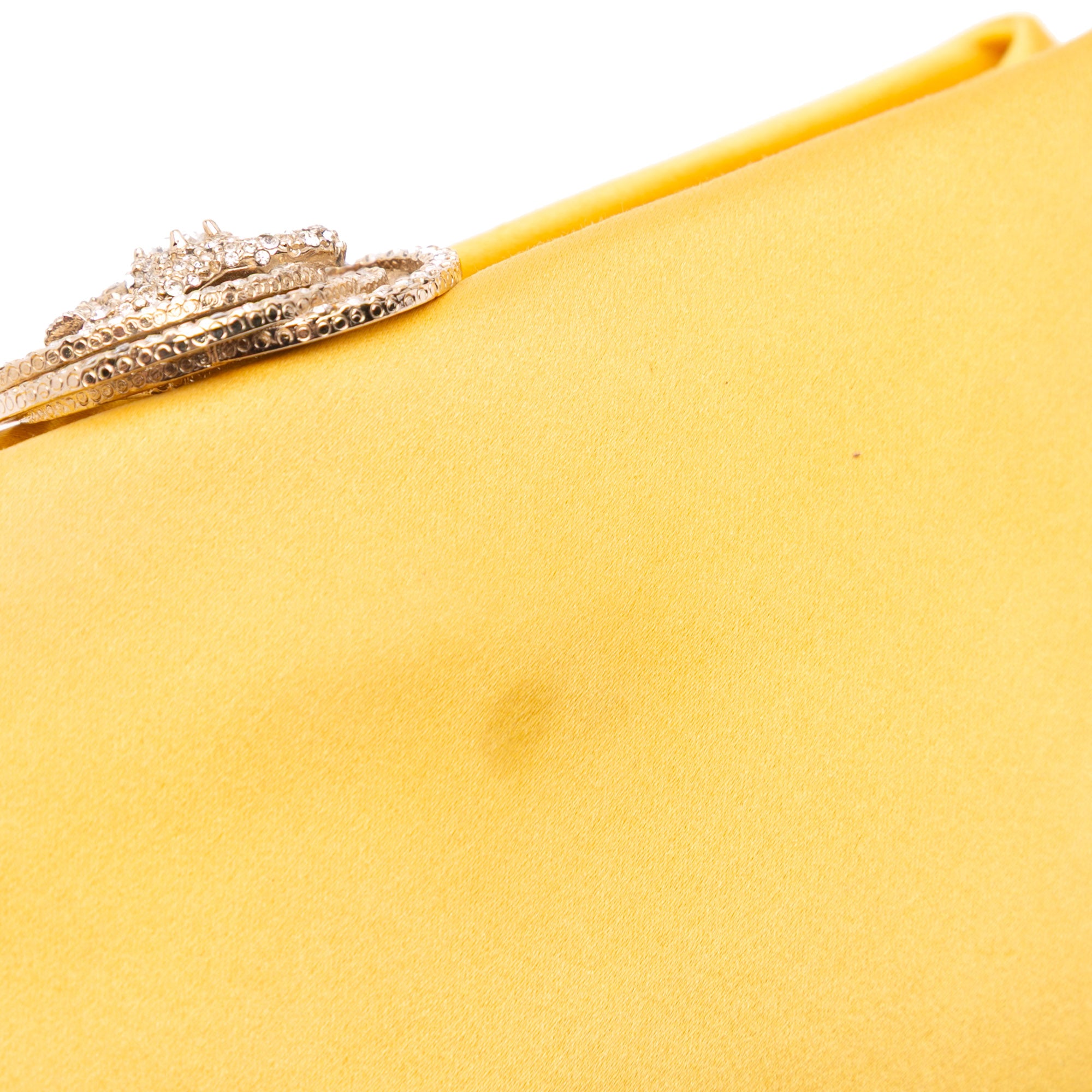 Satin Crystal Camellia Evening Frame Clutch