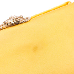Satin Crystal Camellia Evening Frame Clutch