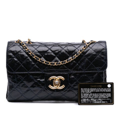 CC Crackled Glazed Calfskin Accordion Flap