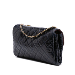 CC Crackled Glazed Calfskin Accordion Flap