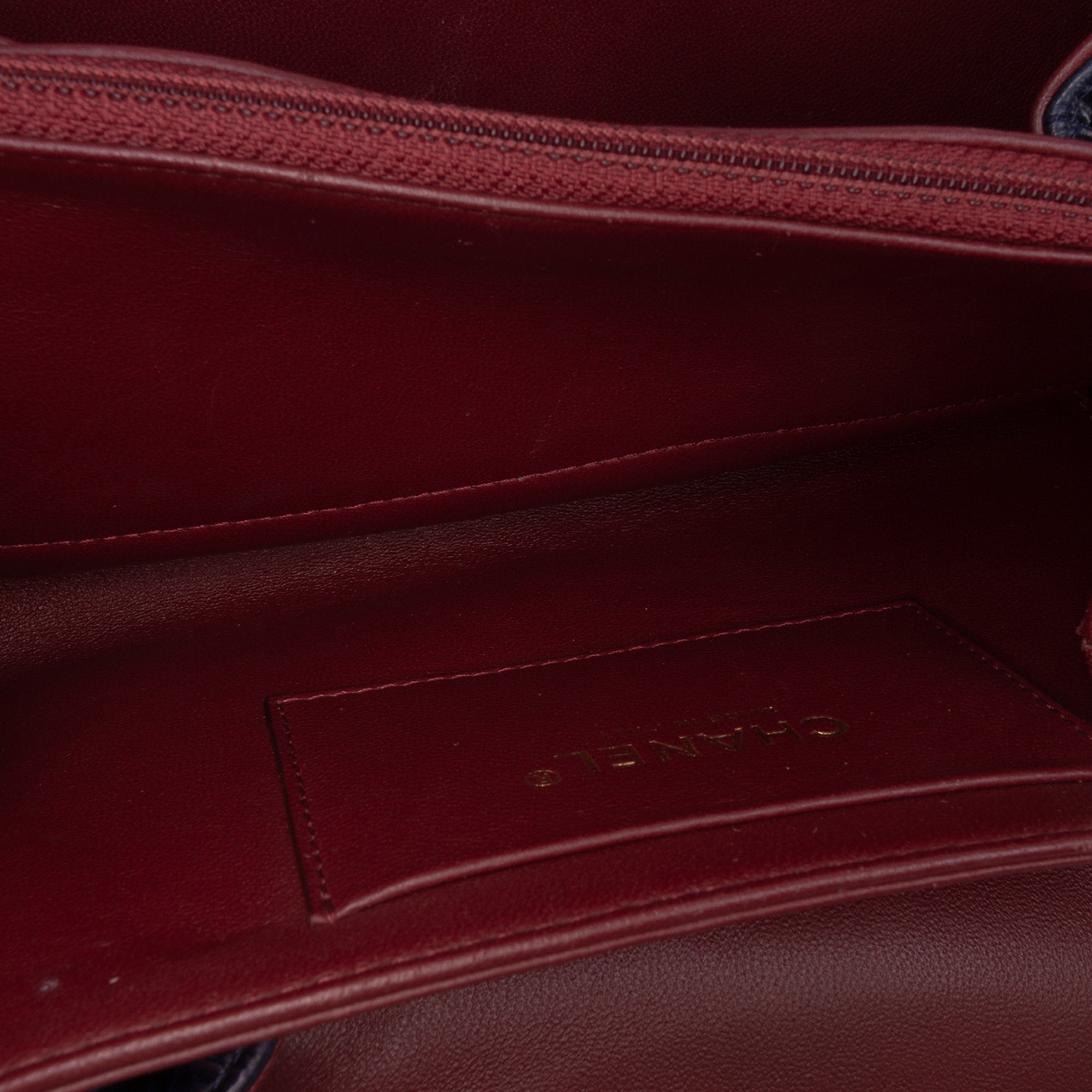 CC Crackled Glazed Calfskin Accordion Flap