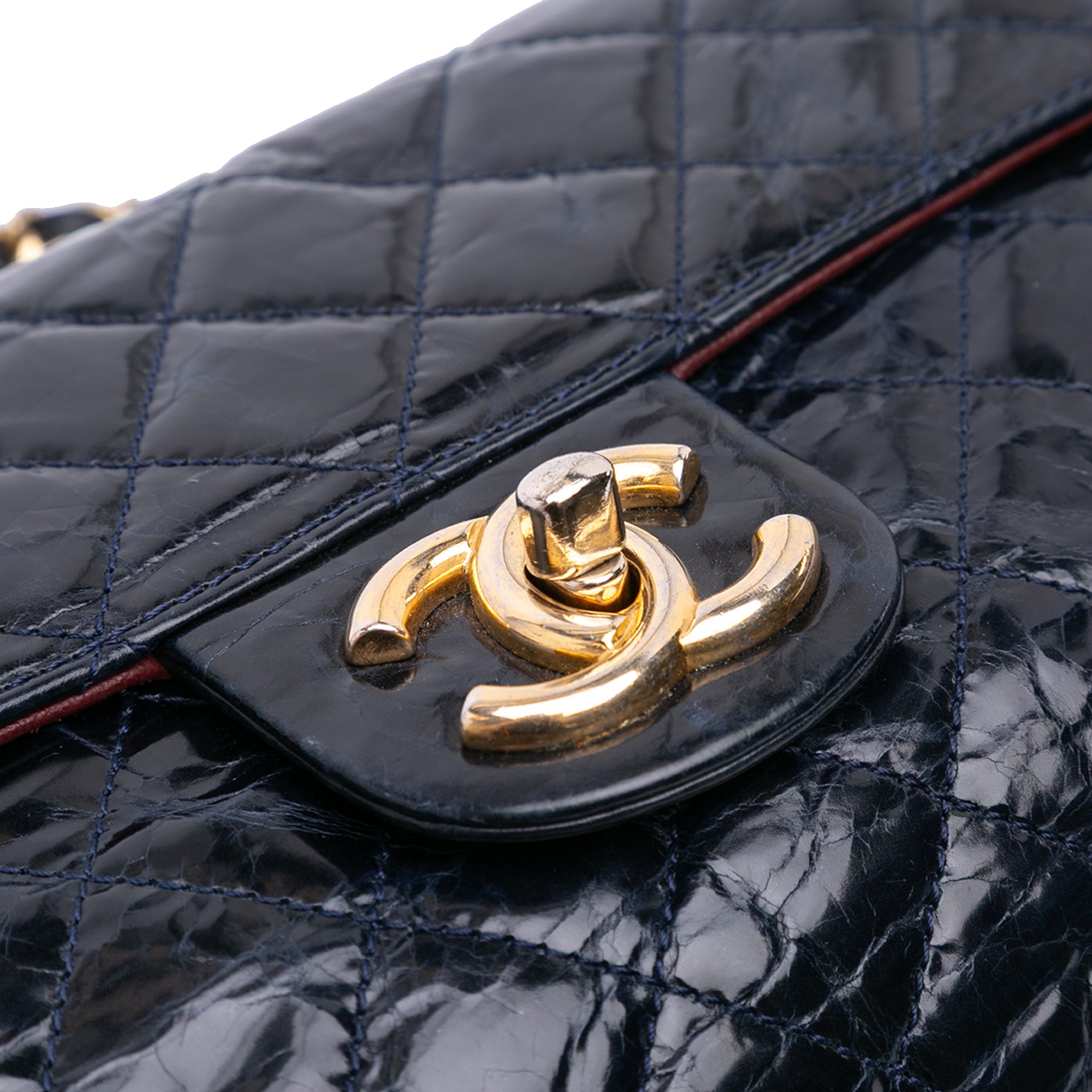 CC Crackled Glazed Calfskin Accordion Flap