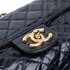 CC Crackled Glazed Calfskin Accordion Flap