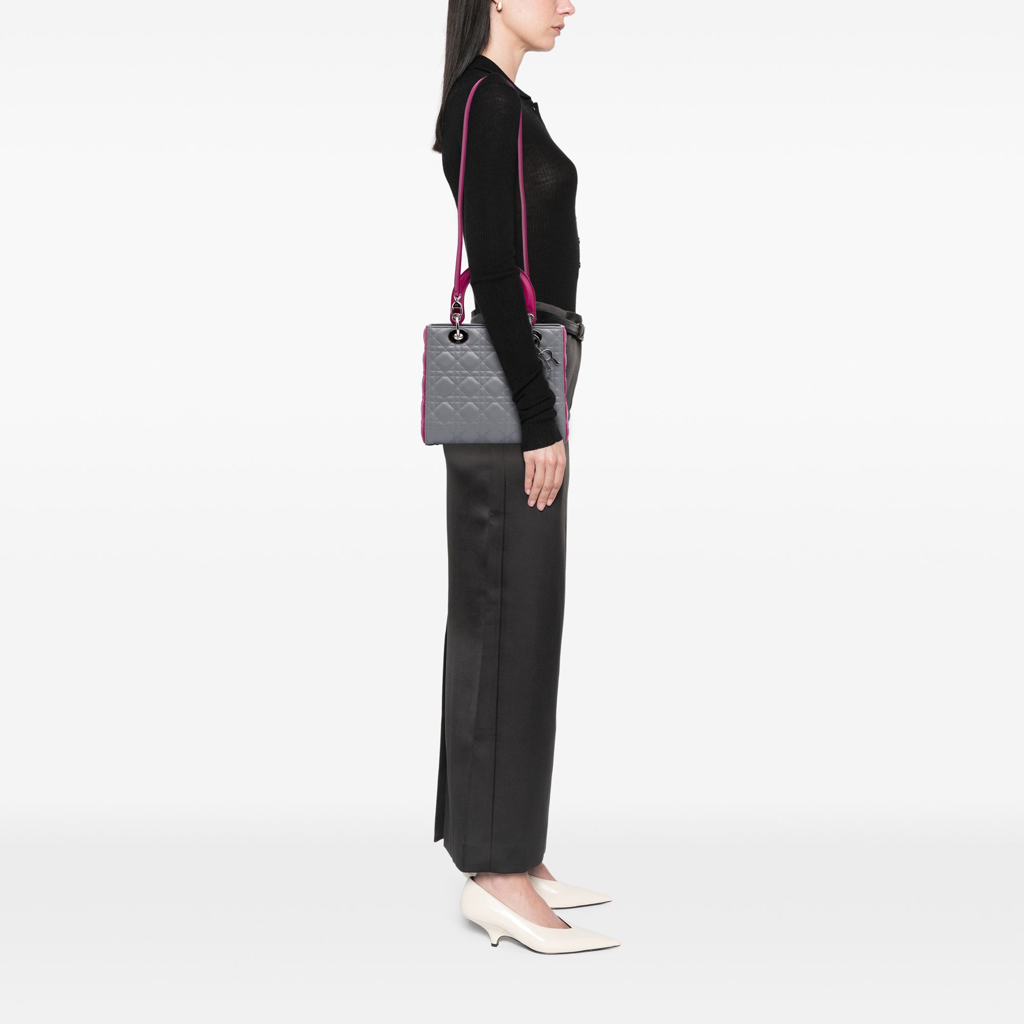 Medium Bicolor Lambskin Cannage Lady Dior