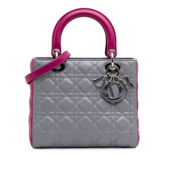 Medium Bicolor Lambskin Cannage Lady Dior