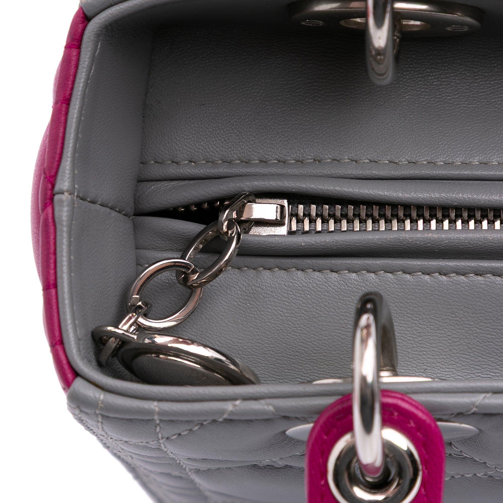 Medium Bicolor Lambskin Cannage Lady Dior