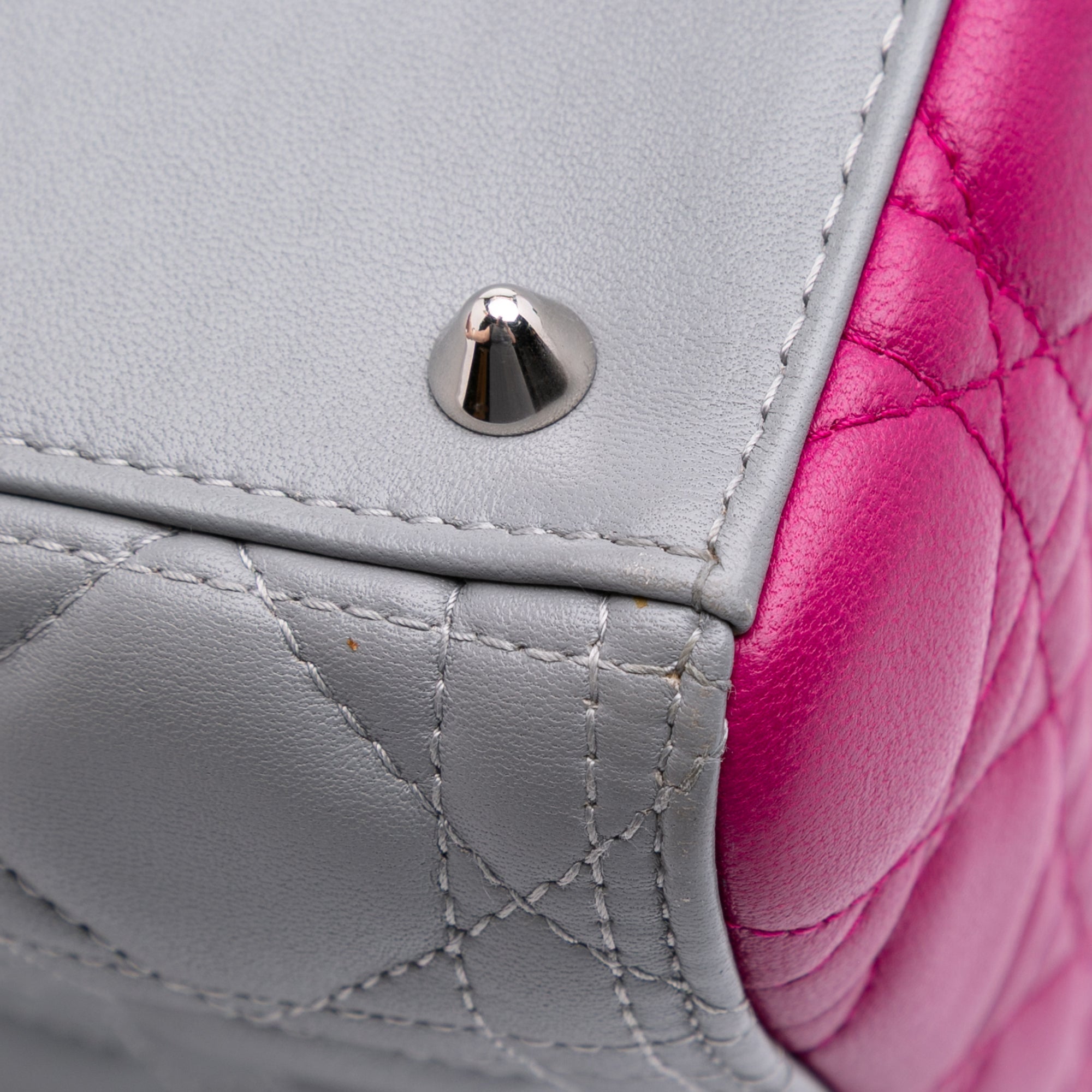 Medium Bicolor Lambskin Cannage Lady Dior