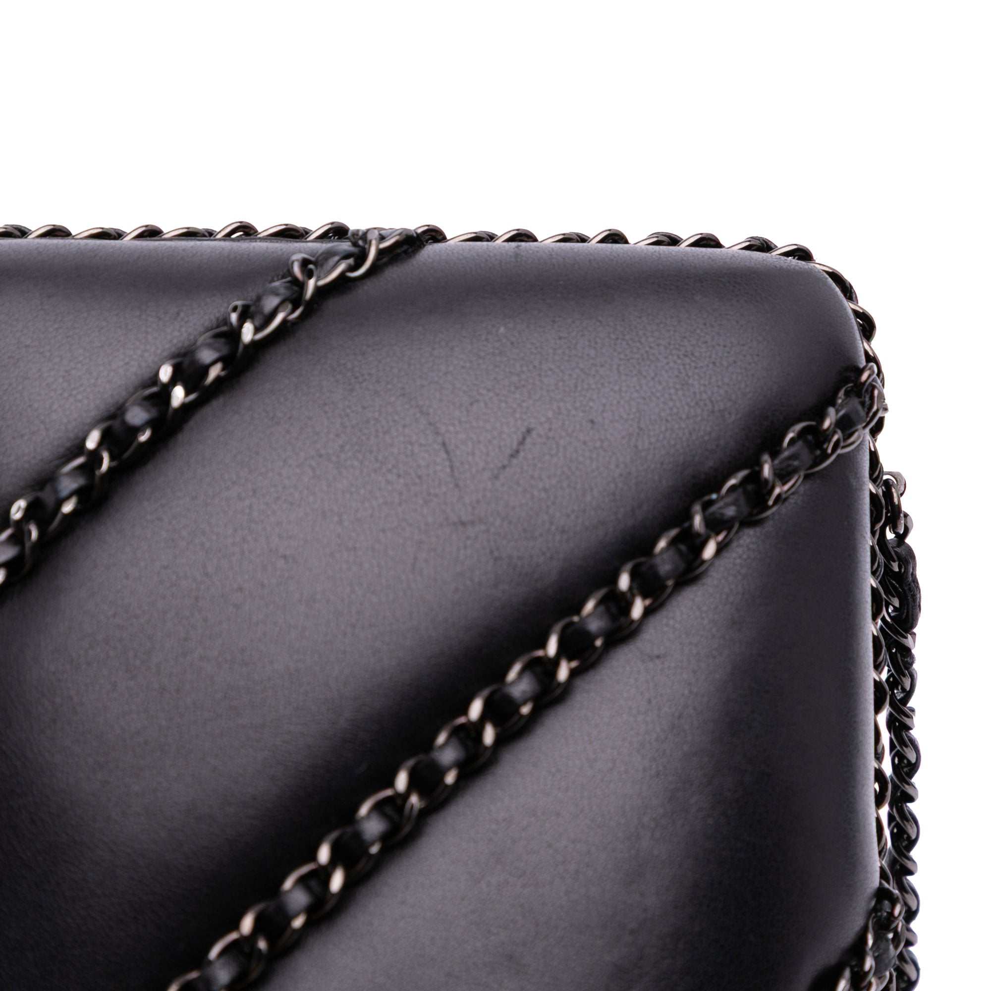 Chevron Lambskin Chain Around Clutch on Chain