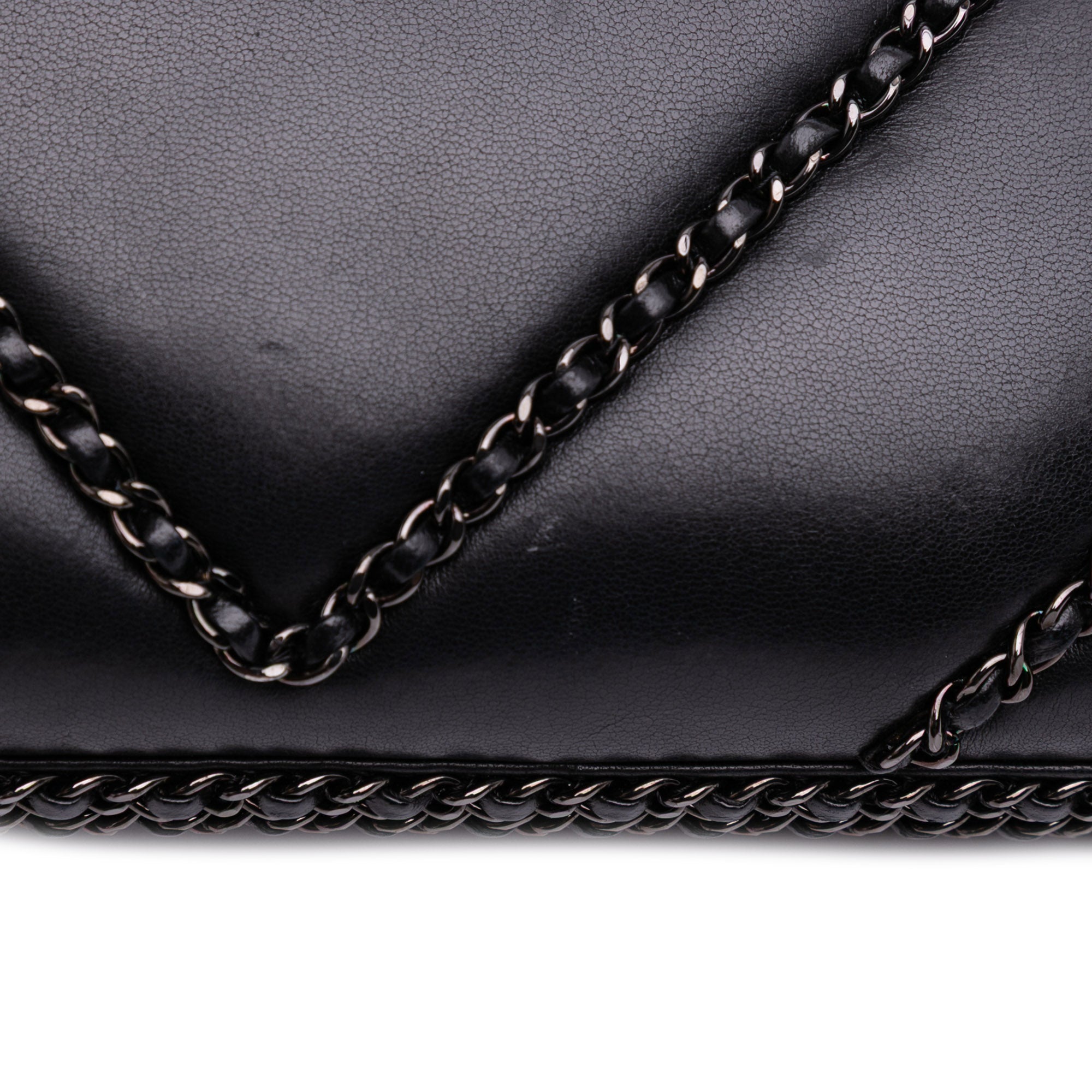 Chevron Lambskin Chain Around Clutch on Chain