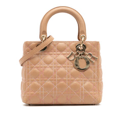 Medium Lambskin Cannage Contrast Stitch Lady Dior