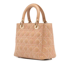Medium Lambskin Cannage Contrast Stitch Lady Dior