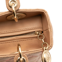 Medium Lambskin Cannage Contrast Stitch Lady Dior
