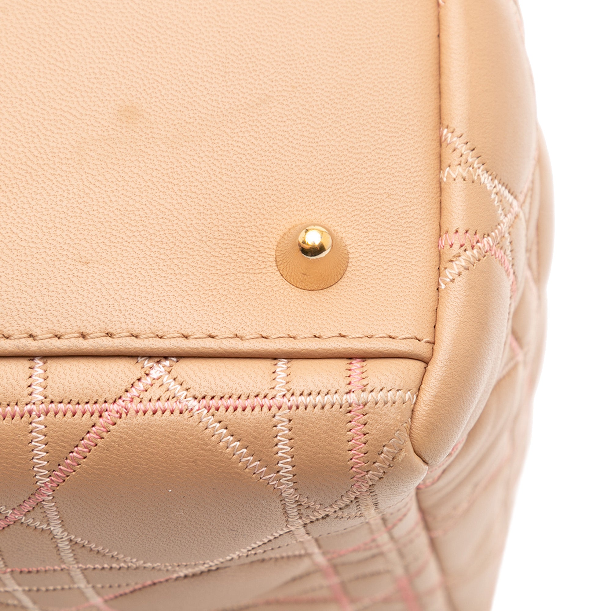 Medium Lambskin Cannage Contrast Stitch Lady Dior
