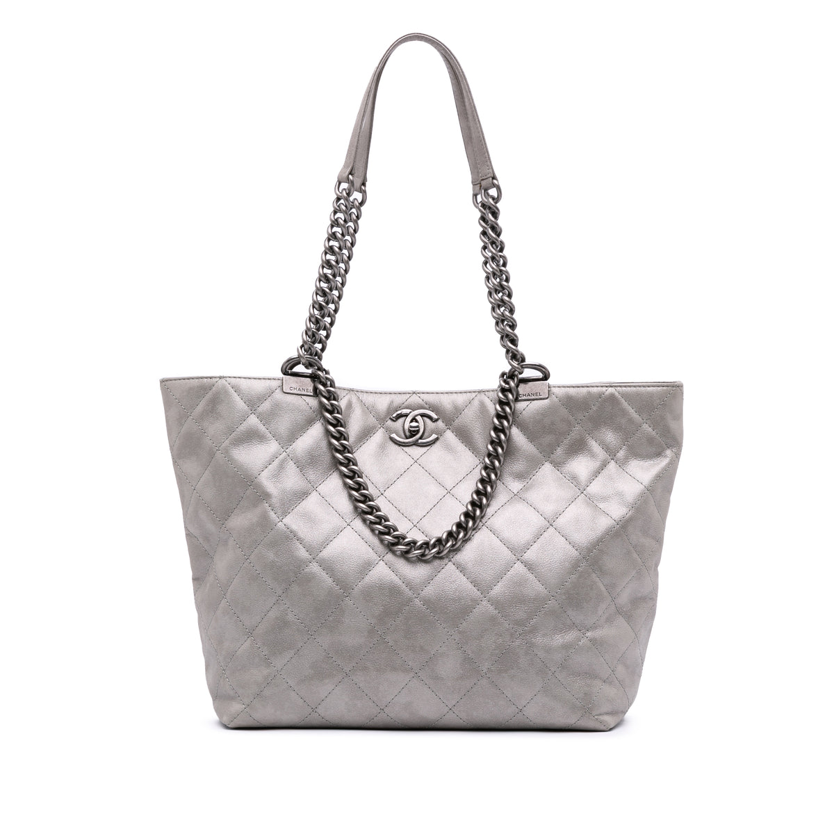 Quilted Iridescent Calfskin Shopping in Chains Tote