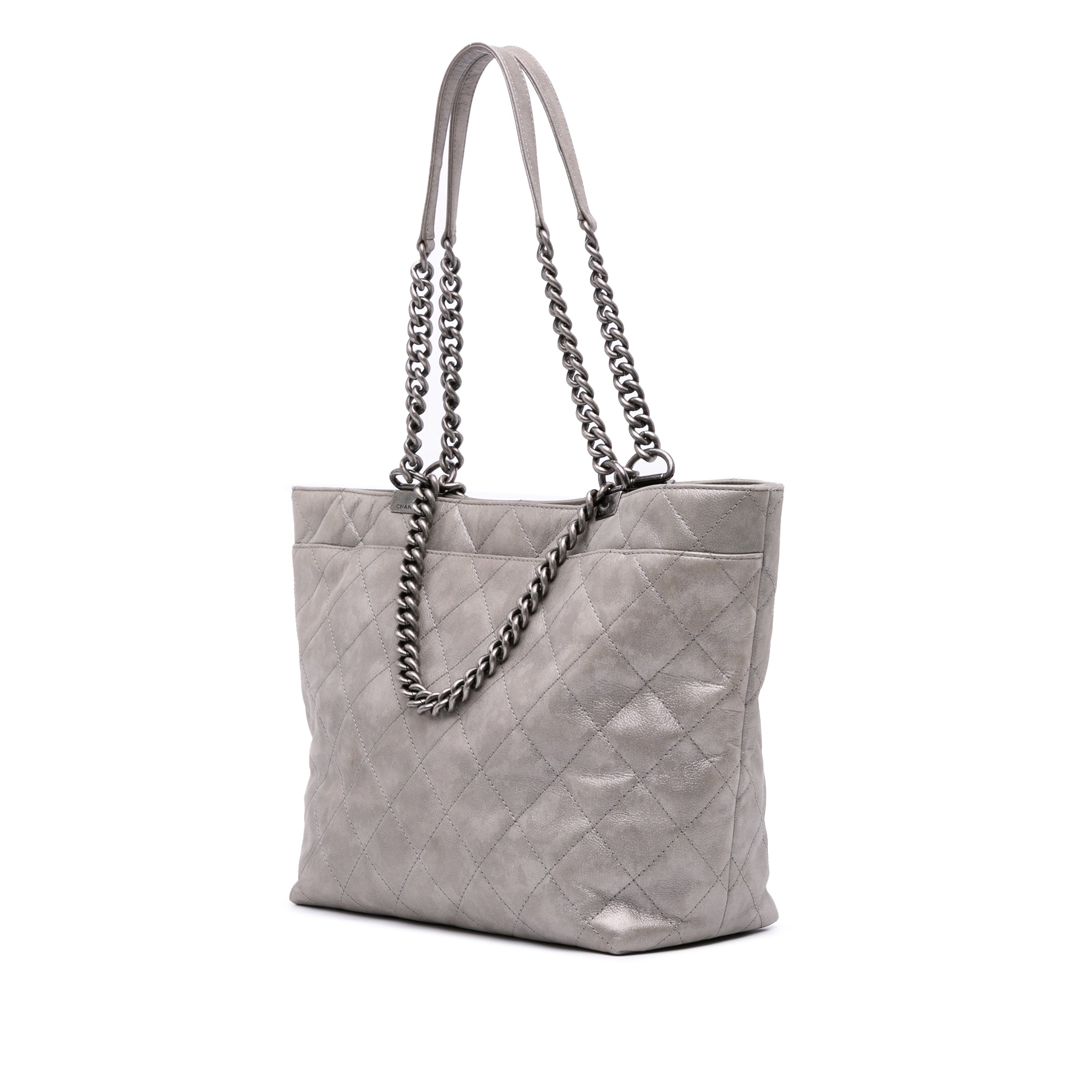 Quilted Iridescent Calfskin Shopping in Chains Tote
