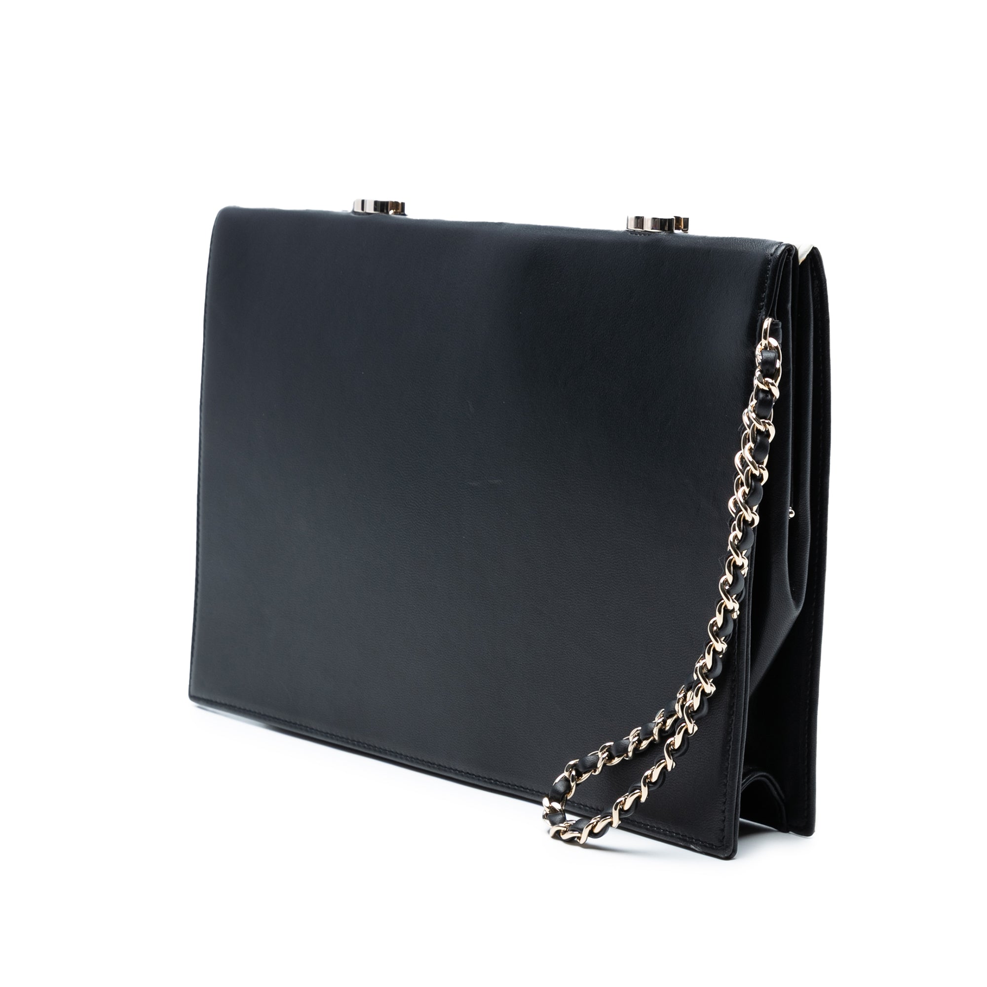 CC Lambskin Split Clutch with Chain